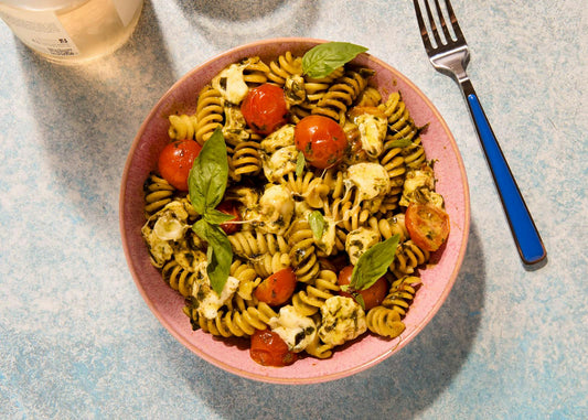 Creamy Pesto Pasta Bake with Melty Mozzarella